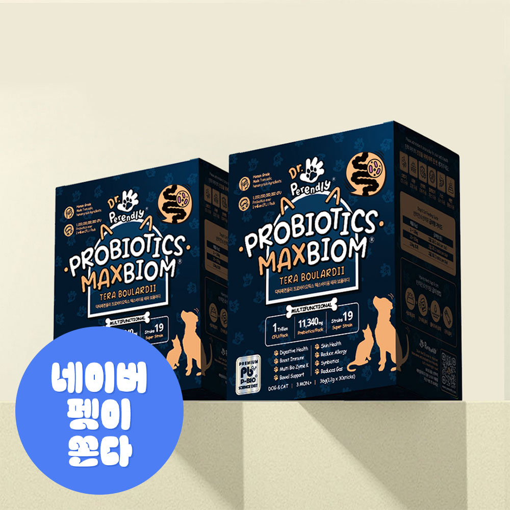 닥터페렌들리 맥스바이옴 강아지 고양이 유산균 장건강 설사 변비 면역력 30포, 2개