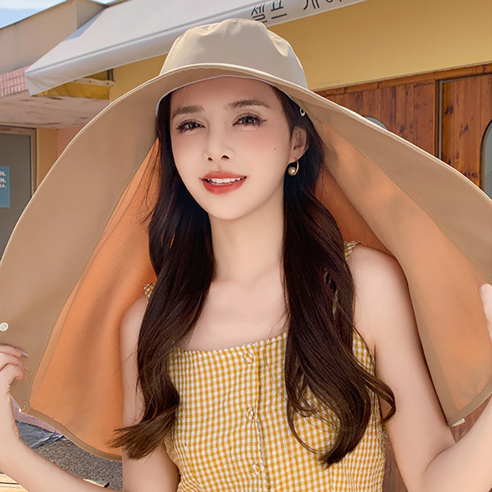 아머햇 얼굴 햇빛가리개 와이드챙 모자 넓은챙모자 바람막이 와이어 벙거지 버킷햇 어깨 휴양지 - 상세 이미지 3