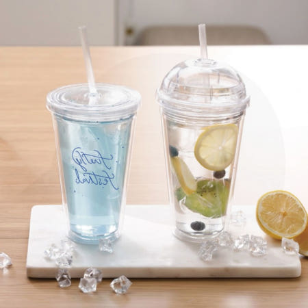 MOMEGREEN 텀블러 아이스 빨대 음료 컵 휴대용 여름 냉장 투명 물통