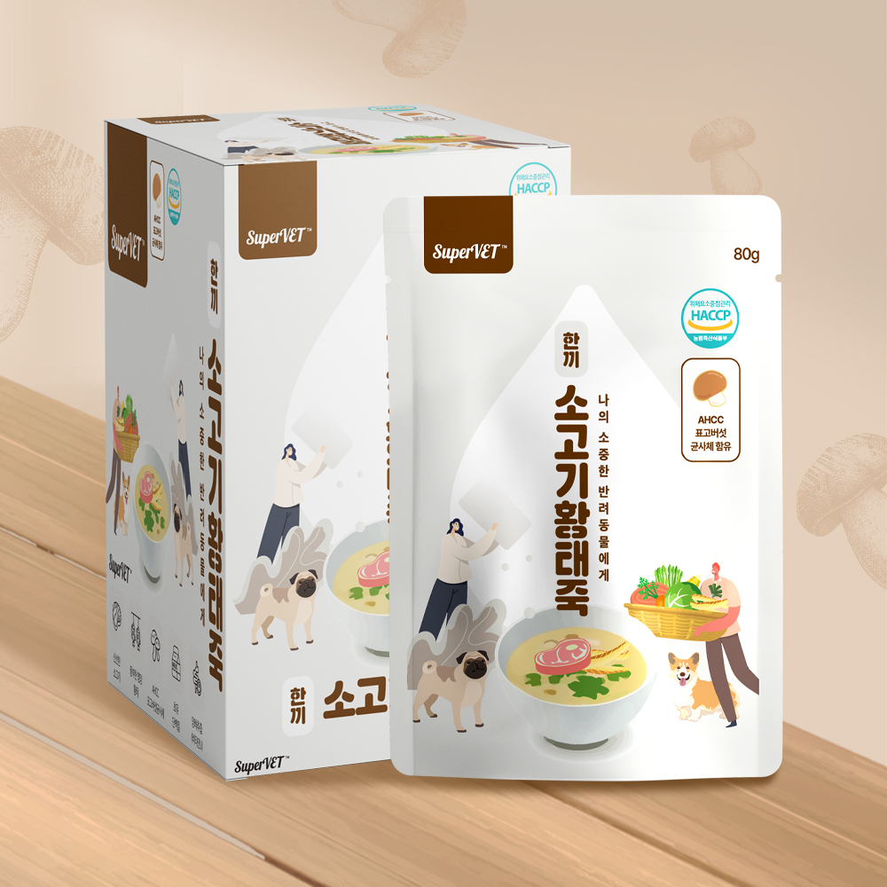 슈퍼벳 소고기황태죽 1BOX(80gX7개입) 100% 휴먼그레이드 반려동물 보양식 영양죽 - 메인 이미지