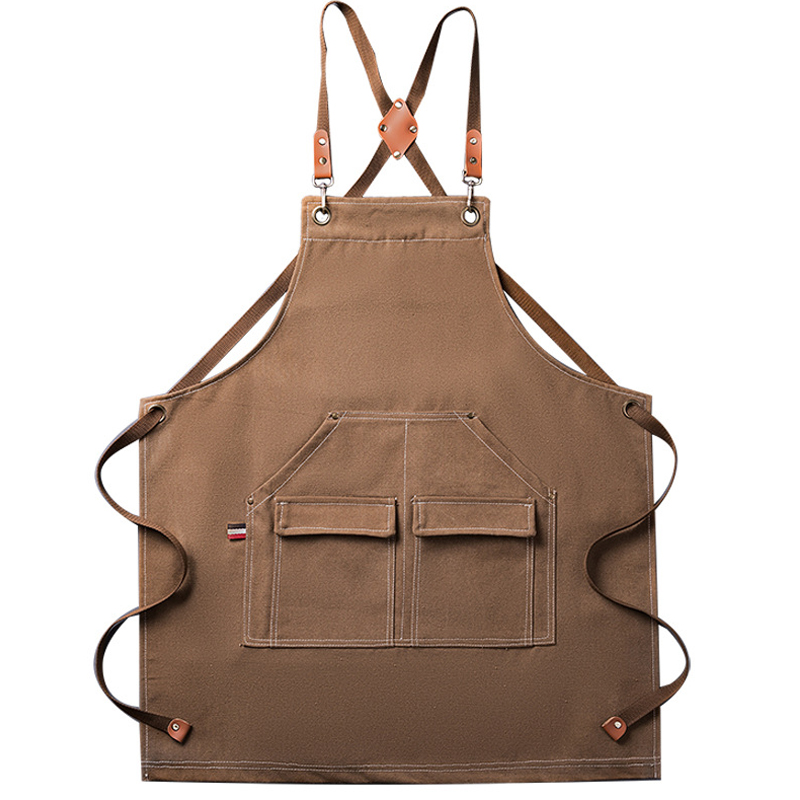 뷰레이터닷컴 라벨르 두꺼운 데님 캔버스 생활방수 앞치마 바리스타 카페 공방 고급 앞치마