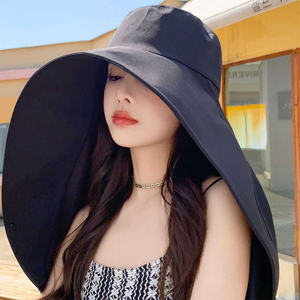 아머햇 얼굴 햇빛가리개 와이드챙 모자 넓은챙모자 바람막이 와이어 벙거지 버킷햇 어깨 휴양지 - 메인 이미지