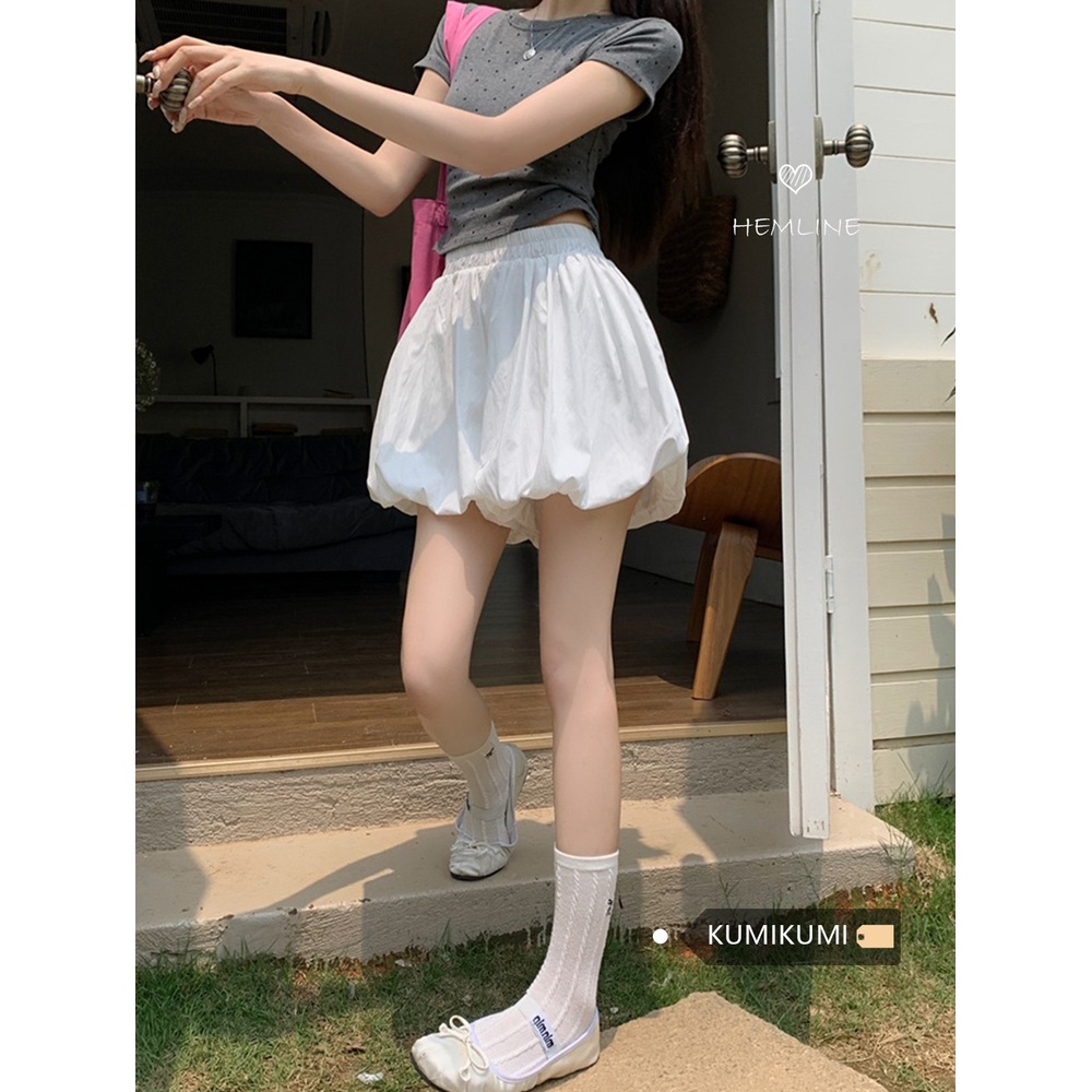 호박바지 숏팬츠 항아리 여름 반바지 밴딩 팬츠 와이드 통바지 여성 - 상세 이미지 2