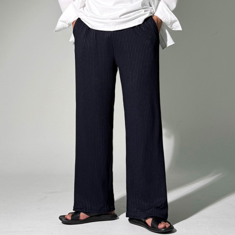 1+1 남자 니앤 여름 쿨 플리츠 와이드 밴딩 팬츠