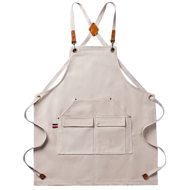 뷰레이터닷컴 라벨르 두꺼운 데님 캔버스 생활방수 앞치마 바리스타 카페 공방 고급 앞치마