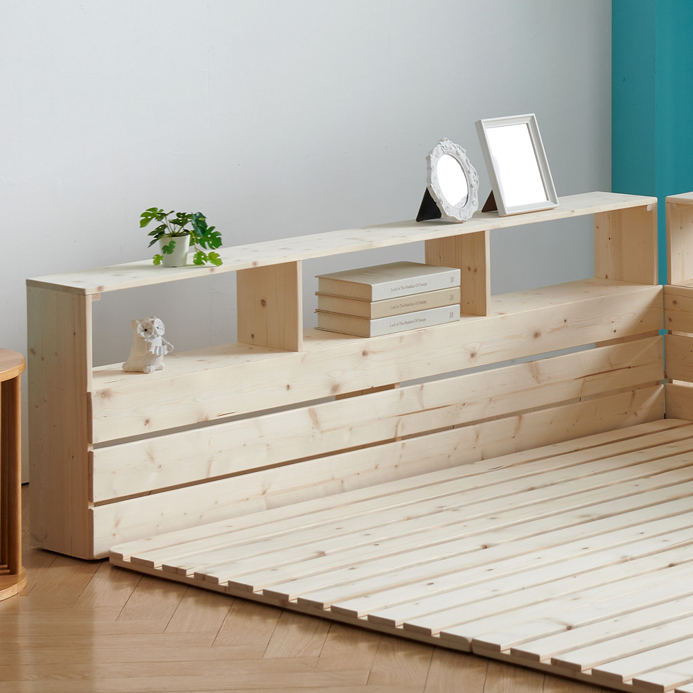 돌체 소나무 원목 침대헤드 선반 퀸(Q), 내추럴