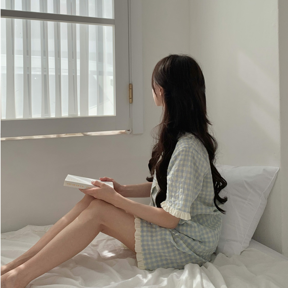신혼부부잠옷 커플파자마 반팔잠옷세트 여름 여성 홈웨어 - 상세 이미지 5