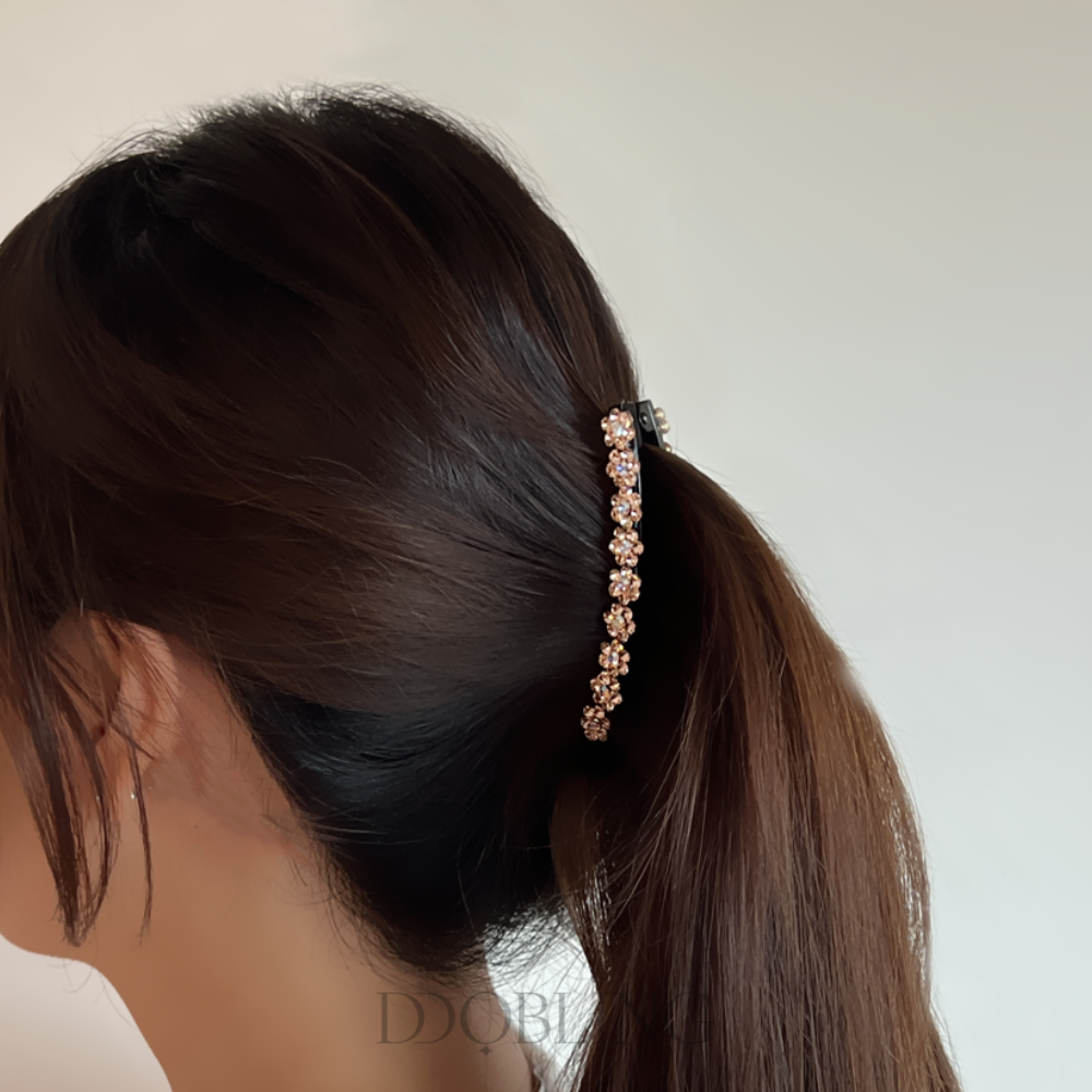 8cm 플라워 페스티바나나핀 크리스탈헤어핀 올림머리헤어핀 - 상세 이미지 5
