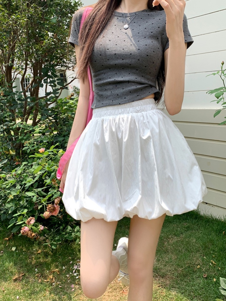호박바지 통바지 밴딩 숏팬츠 팬츠 와이드 여름 항아리 벌룬 반바지 - 상세 이미지 5