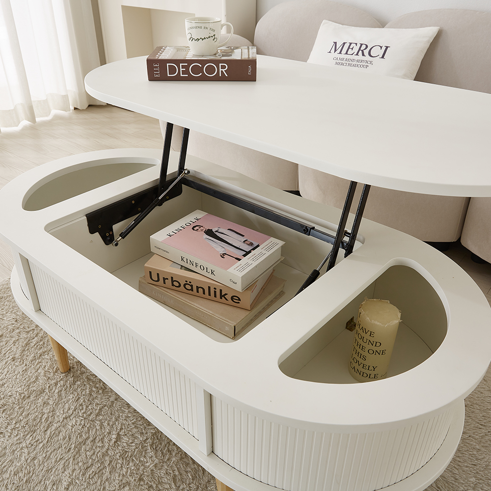 원목 타원형 템바보드 거실 리프트업 테이블 리프트 소파 테이블 800