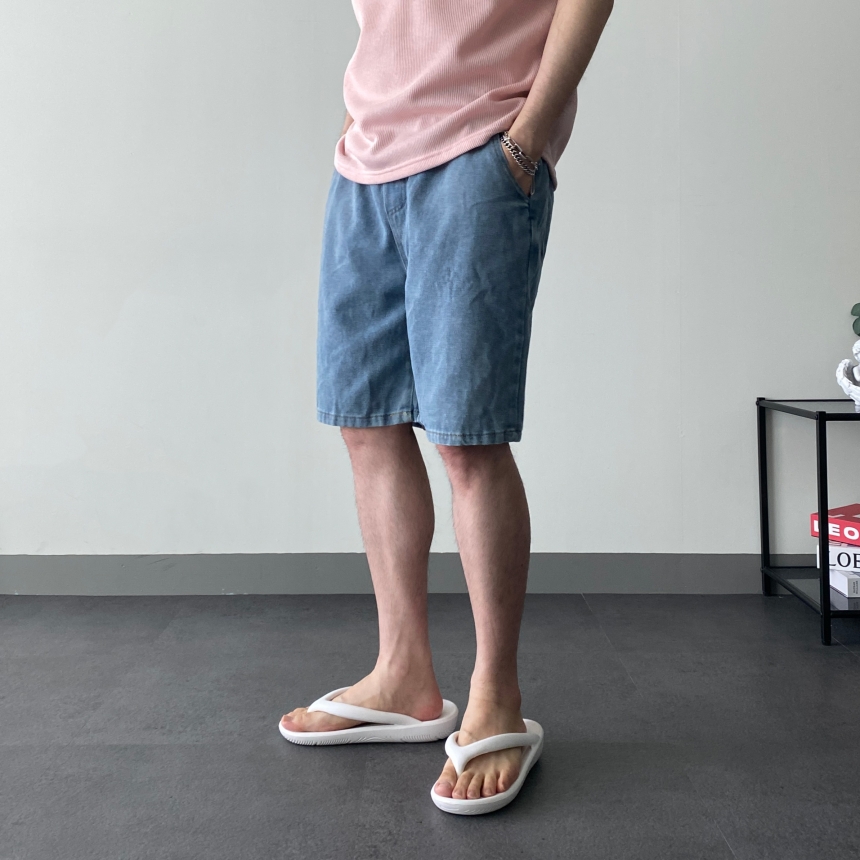남자밴딩청반바지 여름용청바지 남자연청반바지 이미지 3