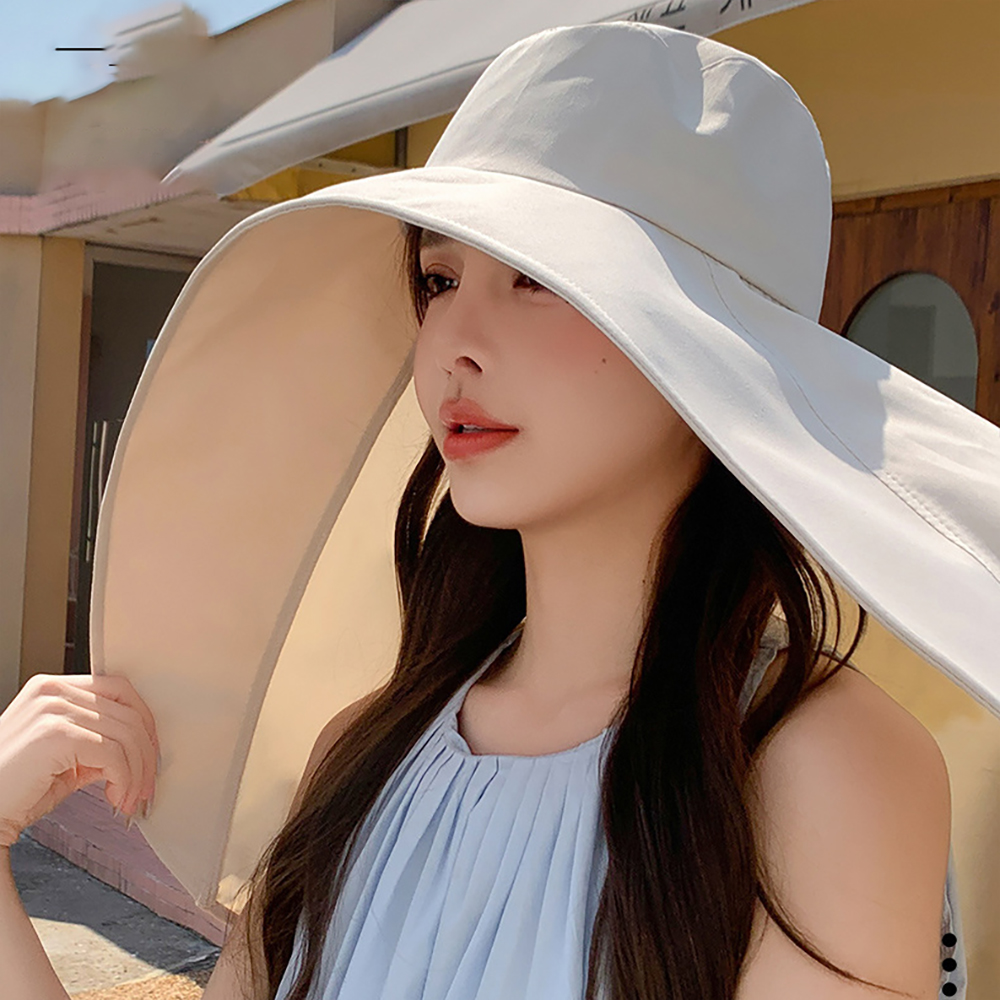 아머햇 얼굴 햇빛가리개 와이드챙 모자 넓은챙모자 바람막이 와이어 벙거지 버킷햇 어깨 휴양지 - 상세 이미지 4