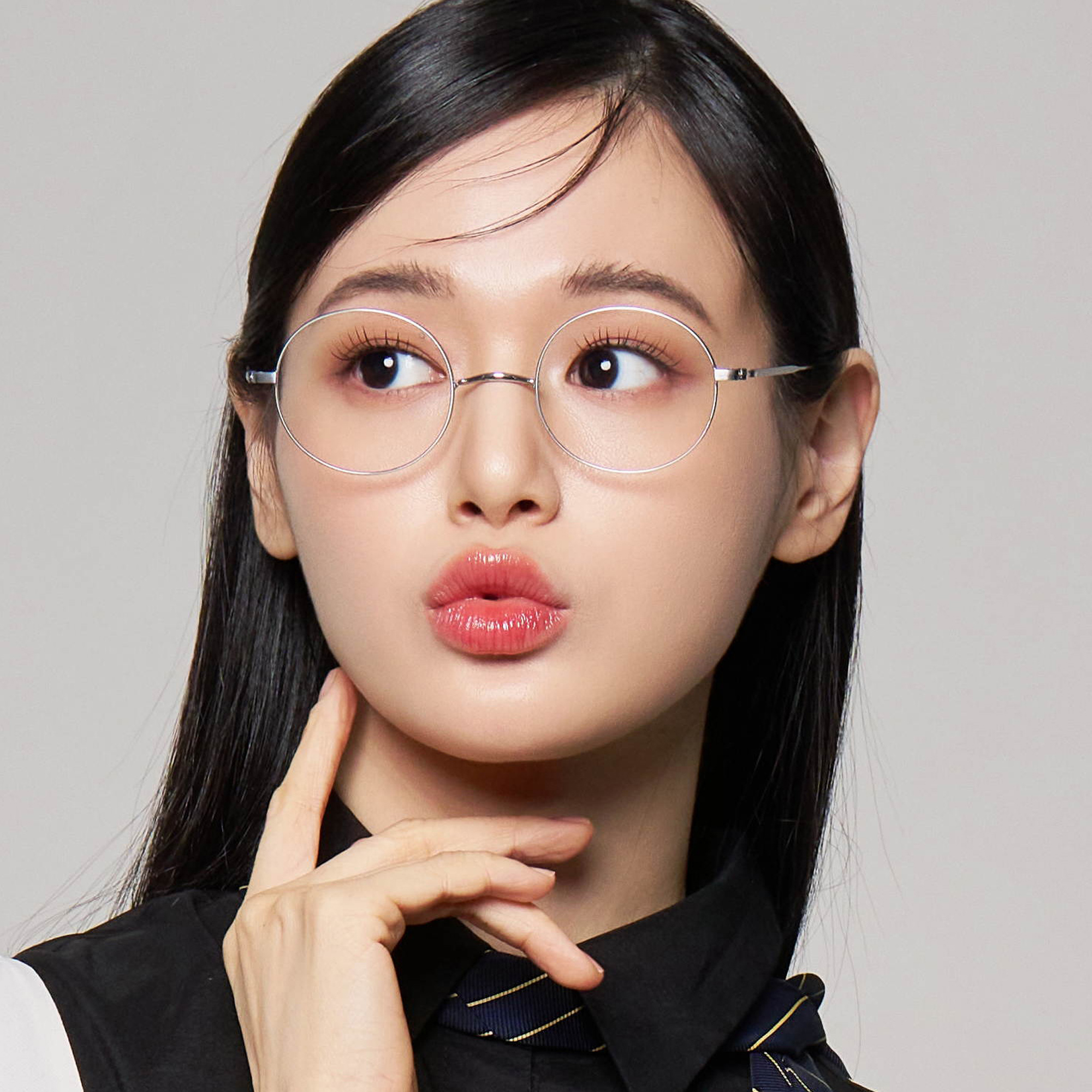 가벼운 5g 코받침 없는 타원형 풀 티타늄 안경테 블루라이트차단 새즐노즈 - 상세 이미지 3