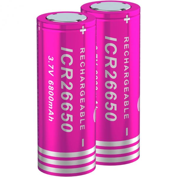 26650 충전식 배터리 6800mAh 리튬 손전등용 대용량 2팩 핑크 1026 : 비에치30번가