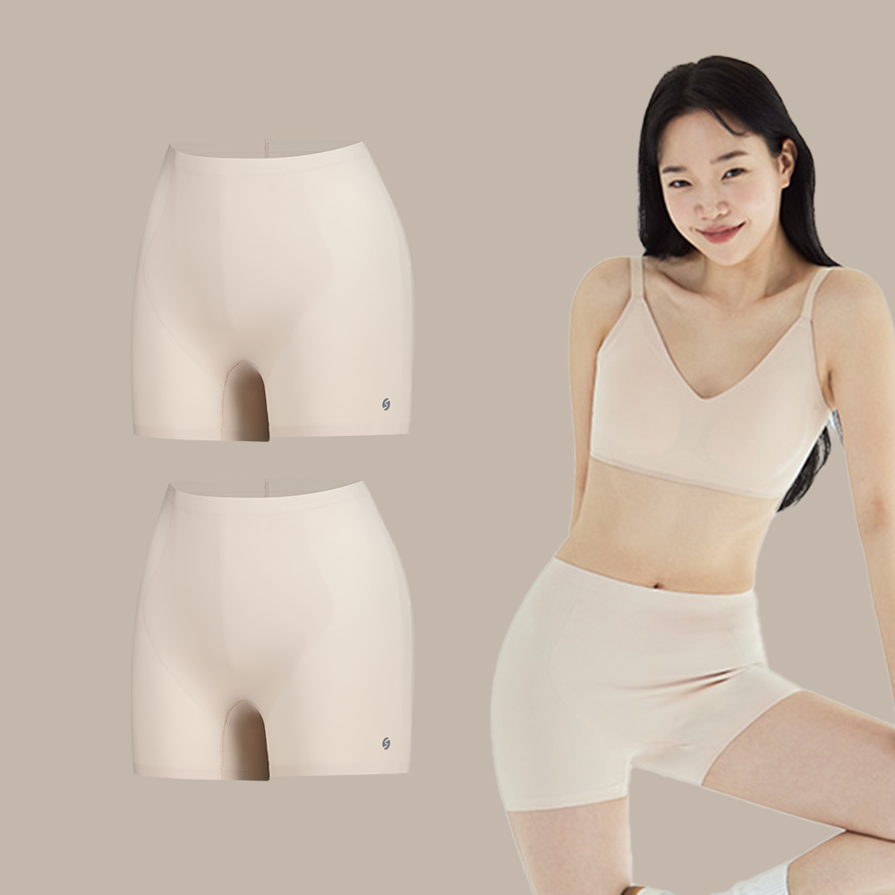 슬림9 네모팬티 터미핏 보정 속옷 여성 사각드로즈 심리스팬티 2일팩
