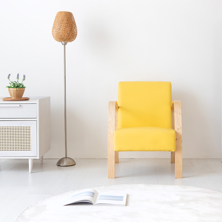 벤우드 1인 소파 YC12A 내추럴/레몬, 1인용