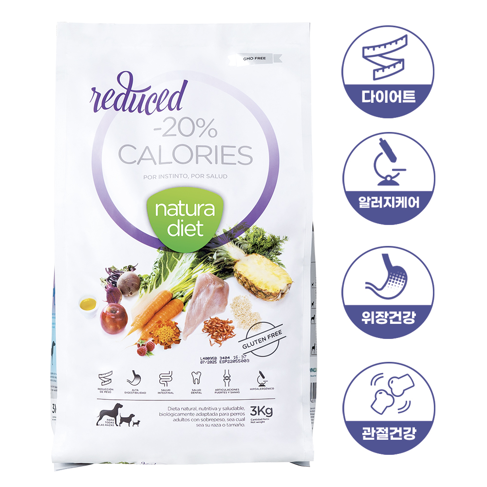 나투라다이어트 3kg 강아지 다이어트사료 2종 저지방 저칼로리 저알러지 췌장염 리듀스드 - 상세 이미지 3