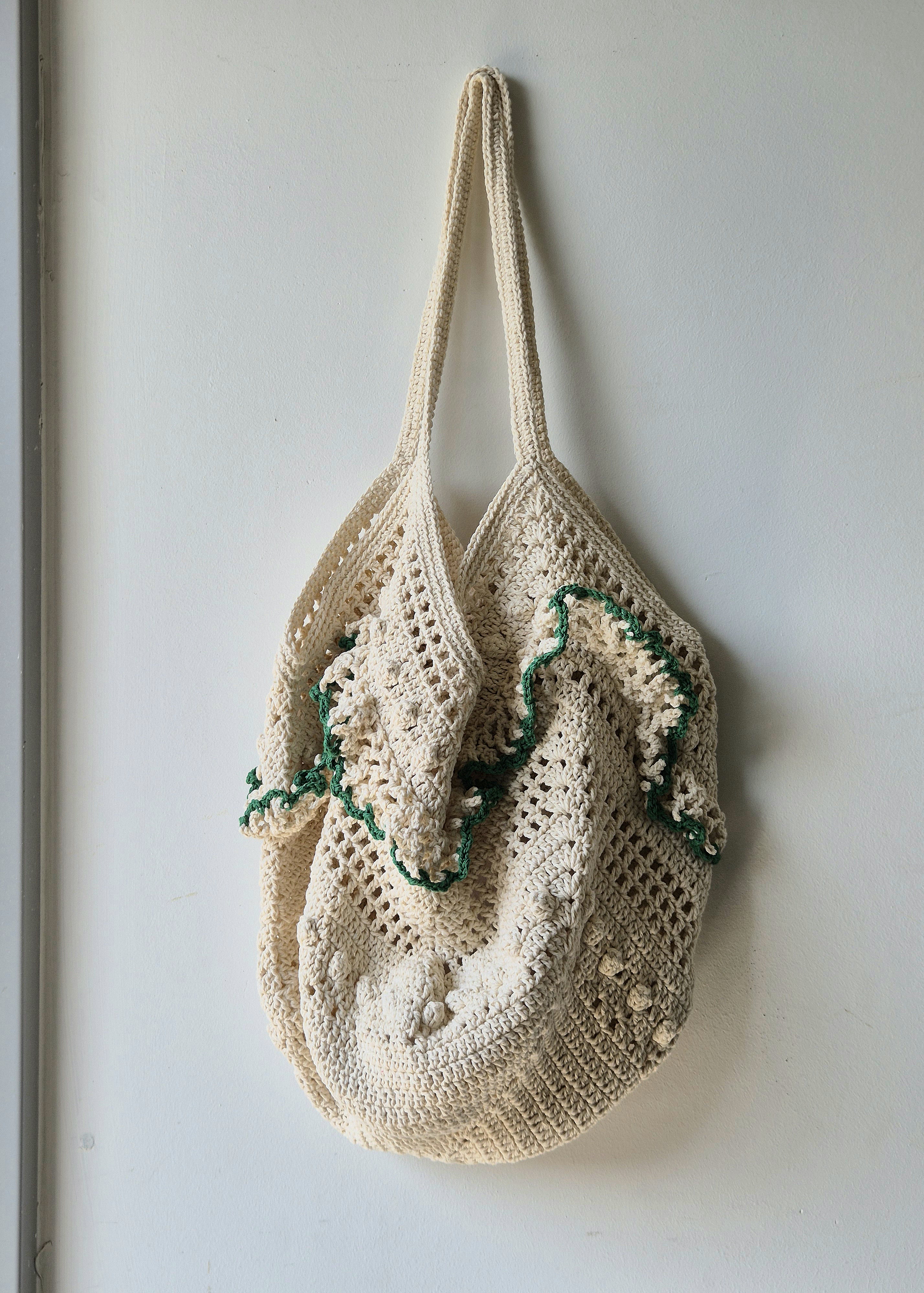 리햅 로나 프릴 니트 숄더백 핸드메이드 여름 코튼 가방 프리사이즈