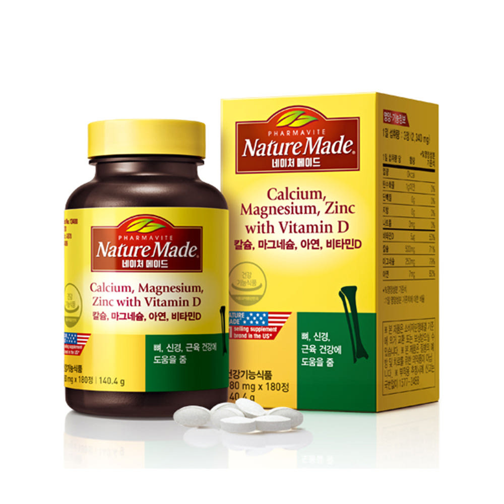 네이처메이드 칼슘 마그네슘 아연 비타민D 180정, 1개