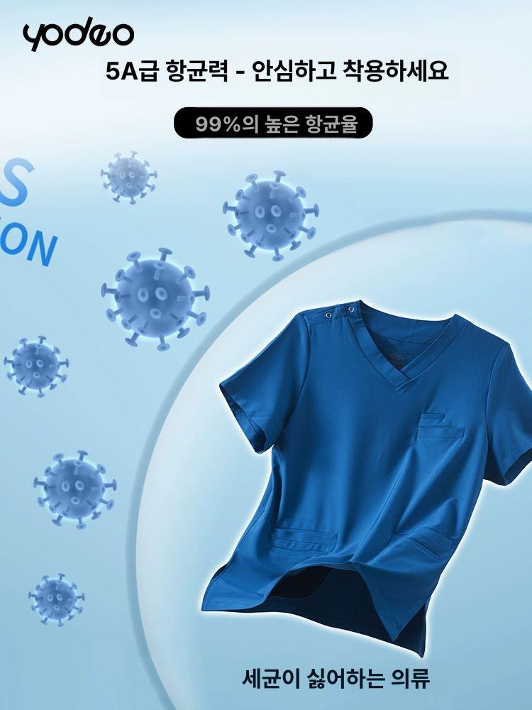 반팔 간호사복 병원 실습복 남녀 간호사 유니폼 감청색 반팔 S - 상세 이미지 5