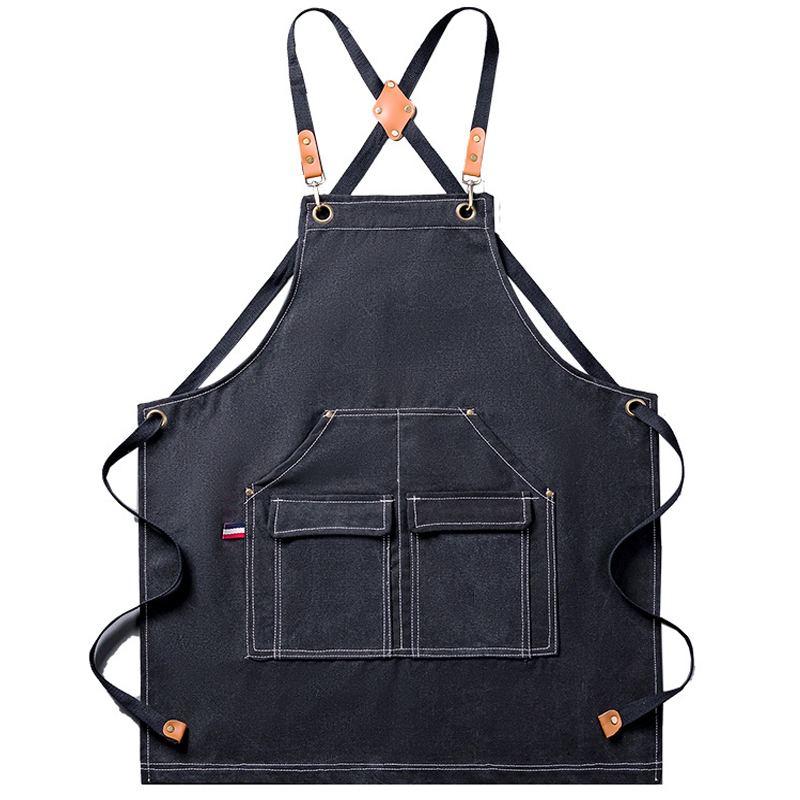 뷰레이터닷컴 라벨르 두꺼운 데님 캔버스 생활방수 앞치마 바리스타 카페 공방 고급 앞치마