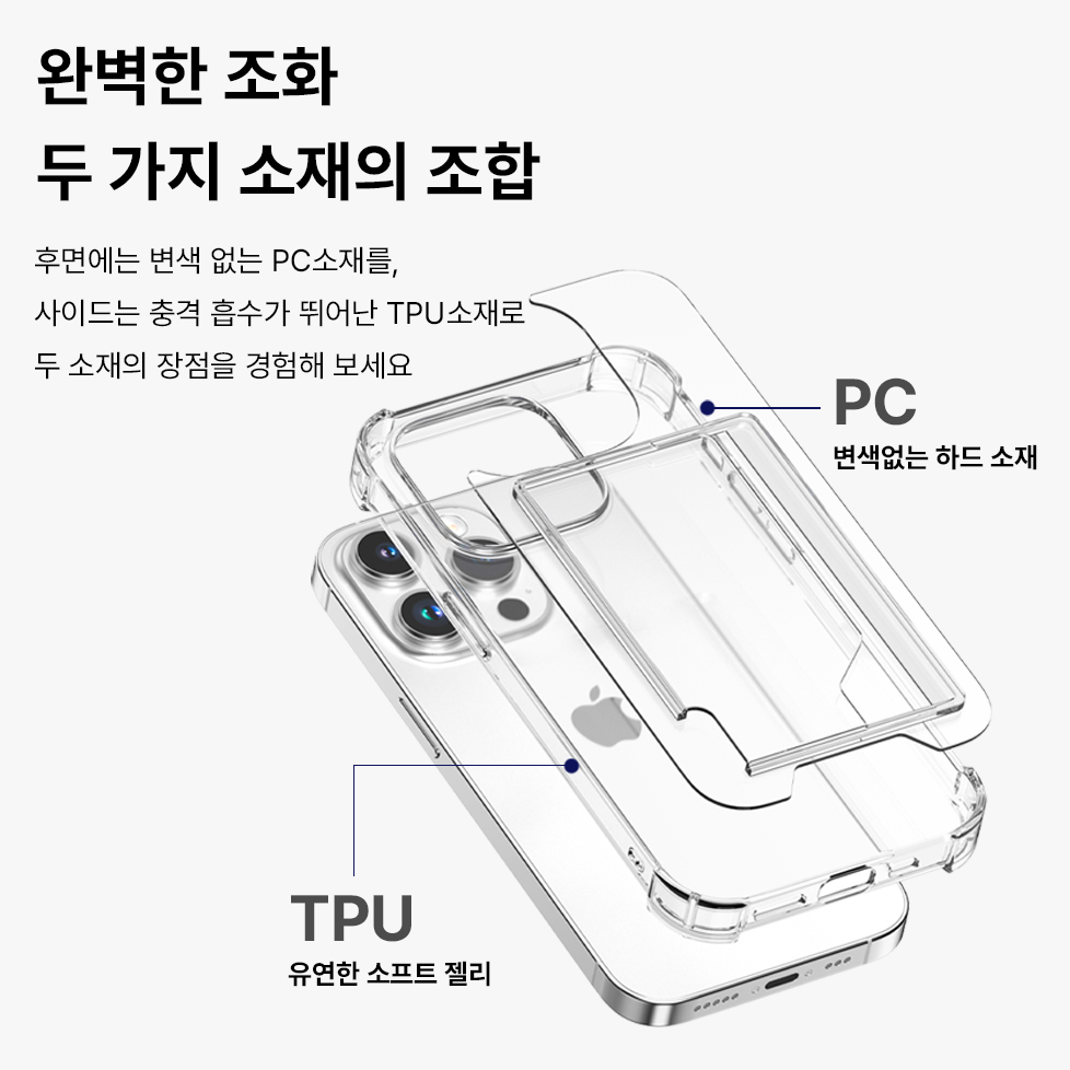 카드 2장 케이스 범퍼 투명, 아이폰12 프로 맥스 이미지 6
