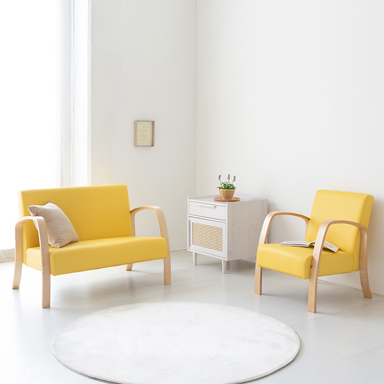 벤우드 2인 소파 YC12AD 내추럴/레몬, 2인용