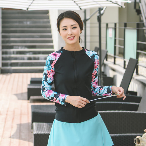 조이마담S7047 코타키나발루 래쉬가드 상의 50대60대중년여성 빅사이즈수영복 - 상세 이미지 2