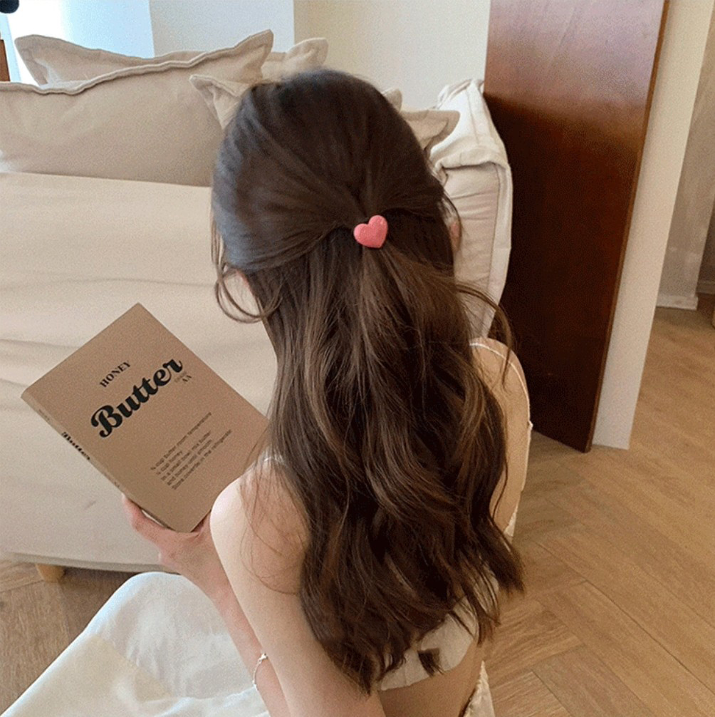 프랑스핀 하트 포니테일 머리끈 헤어끈 - 상세 이미지 3