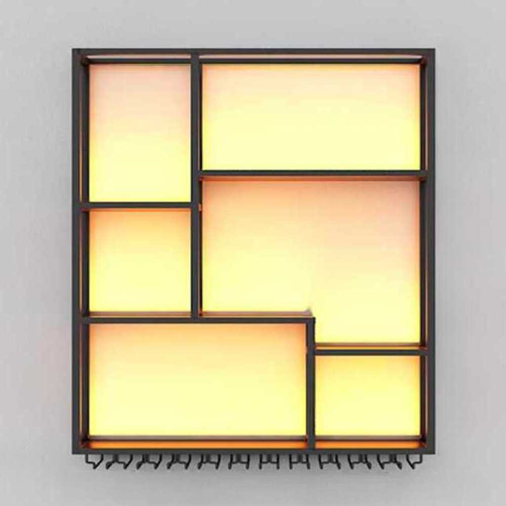 와인 선반 철제 거치대 수납 판매대 보관대 샴페인 랙 블랙 100x20x120cm - 상품 이미지