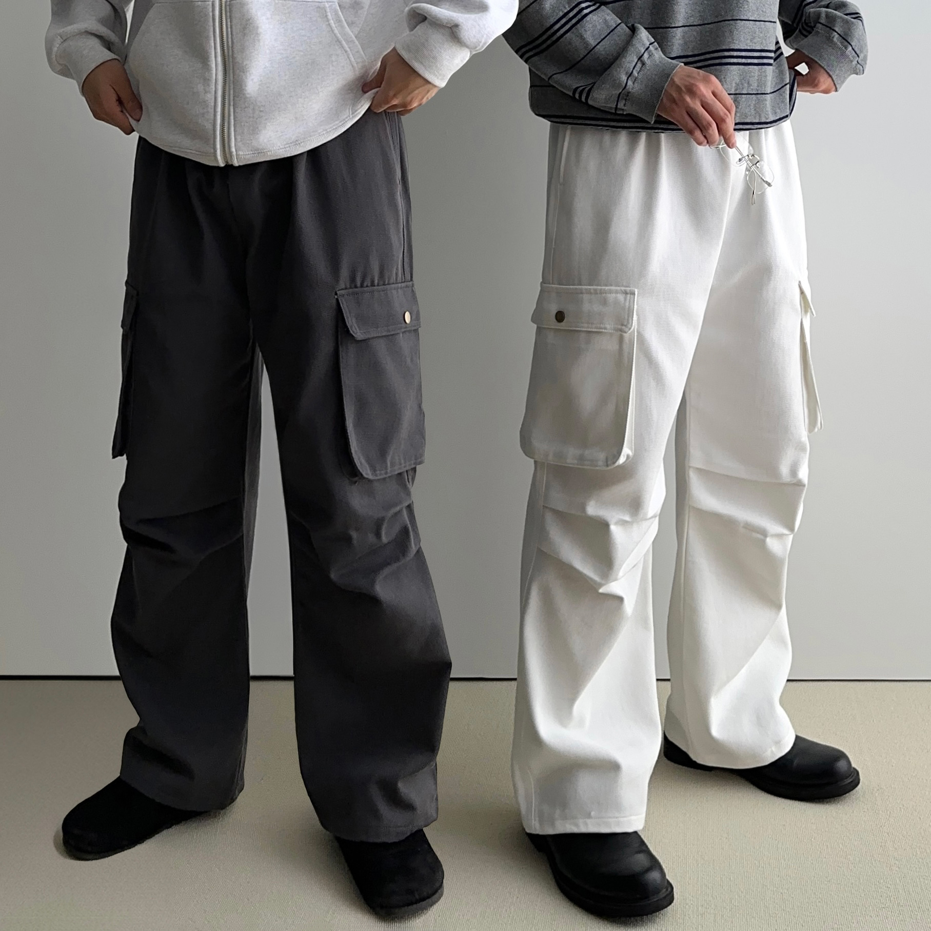 파라슈트팬츠 치노팬츠 남자와이드카고팬츠 건빵바지 - 상품 이미지