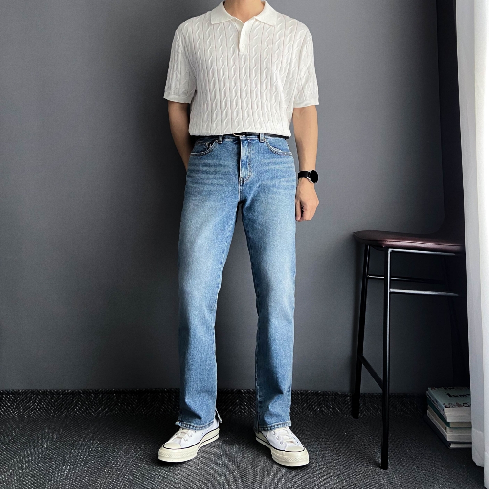 남자일자핏청바지 흑청바지 남자연청바지 이미지 3