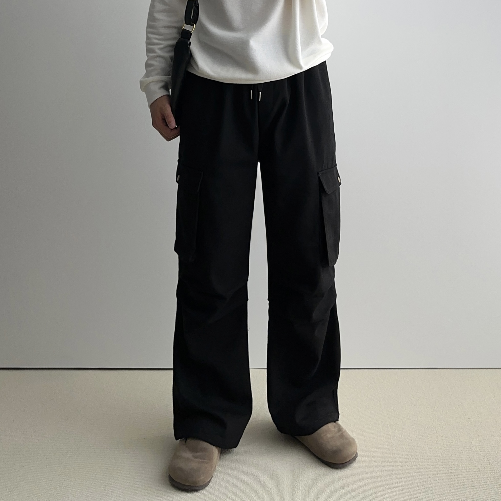 1+1 파라슈트팬츠 치노팬츠 남자와이드카고팬츠 건빵바지 - 상세 이미지 5