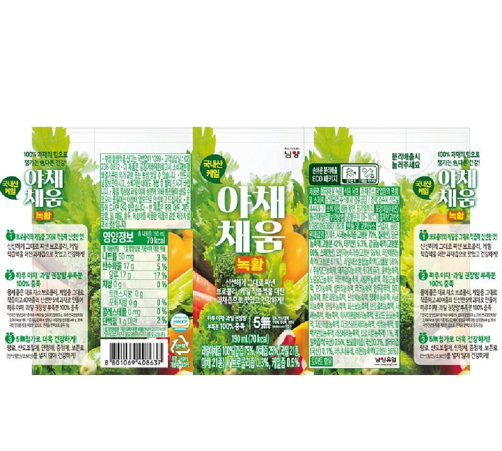 야채채움 녹황 남양 190mlx12개 : 식재온