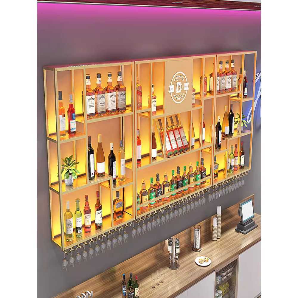 와인 선반 철제 거치대 수납 판매대 보관대 샴페인 랙 블랙 100x20x120cm - 상세 이미지 4
