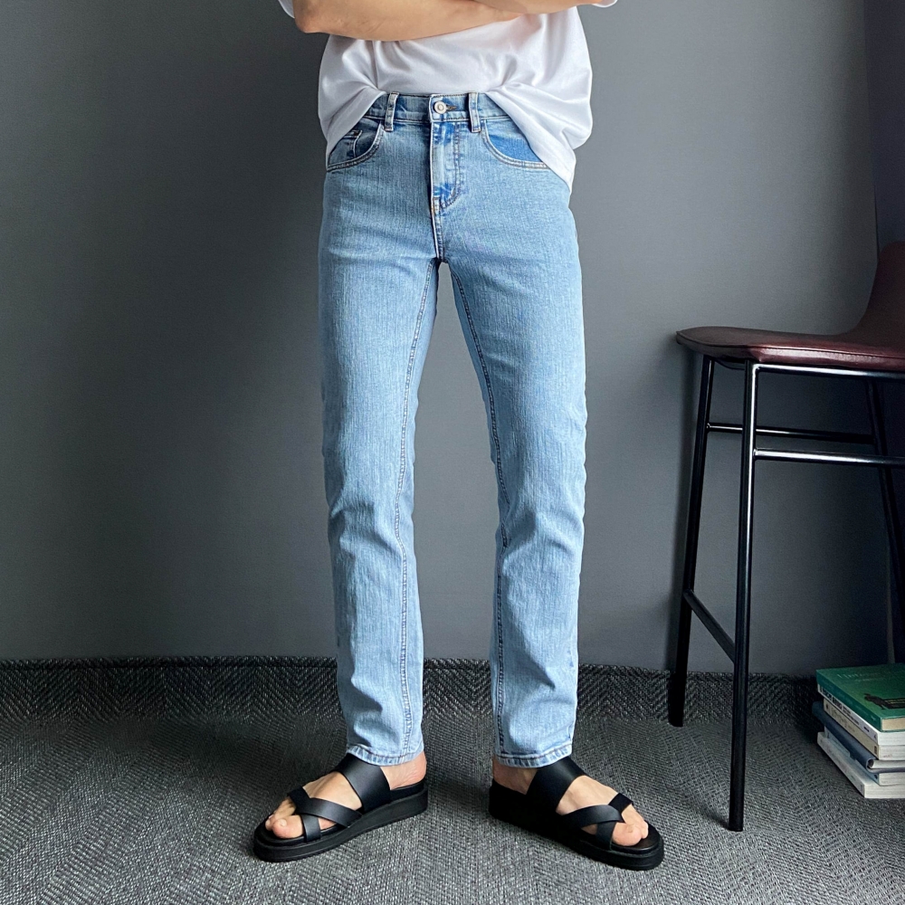 남자슬림핏청바지 흑청바지 연청바지 - 상세 이미지 2