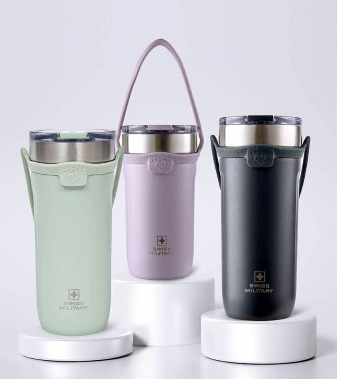 스위스밀리터리 530ml 스텐304 손잡이 빨대 텀블러 보온보냉 차량용 텀블러컵 스트랩 - 상품 이미지