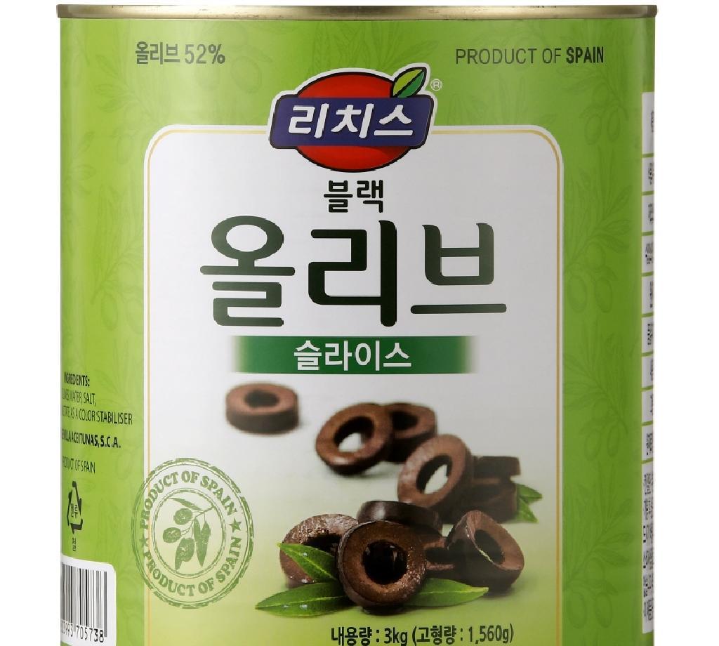 블랙올리브 슬라이스캔(대) 리치스 3kg : 식재온