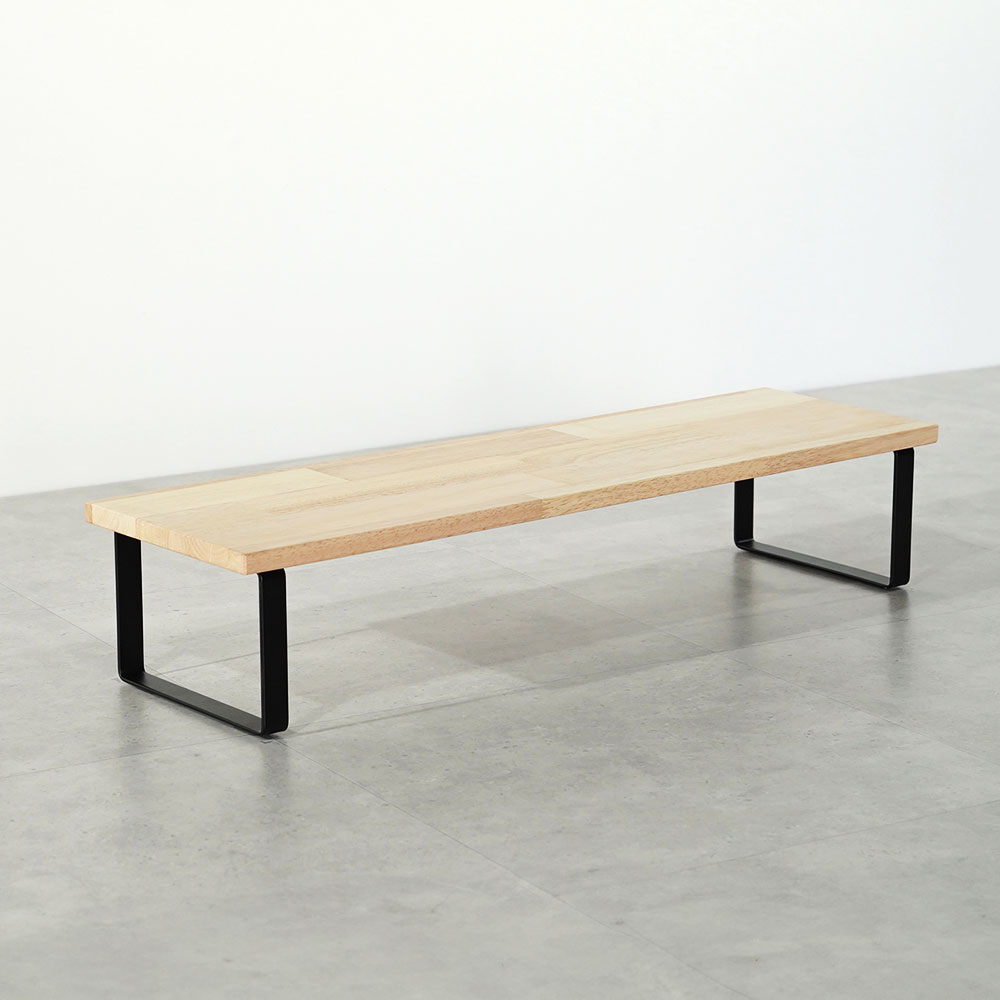 원목 듀얼 모니터 받침대 폭 300mm 높이16cm 600mm, 고무나무상판(블랙받침)