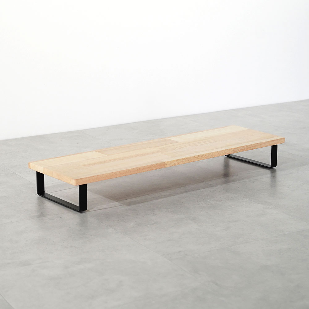 원목 듀얼 모니터 받침대 폭 300mm 높이10cm 600mm, 고무나무상판(블랙받침)