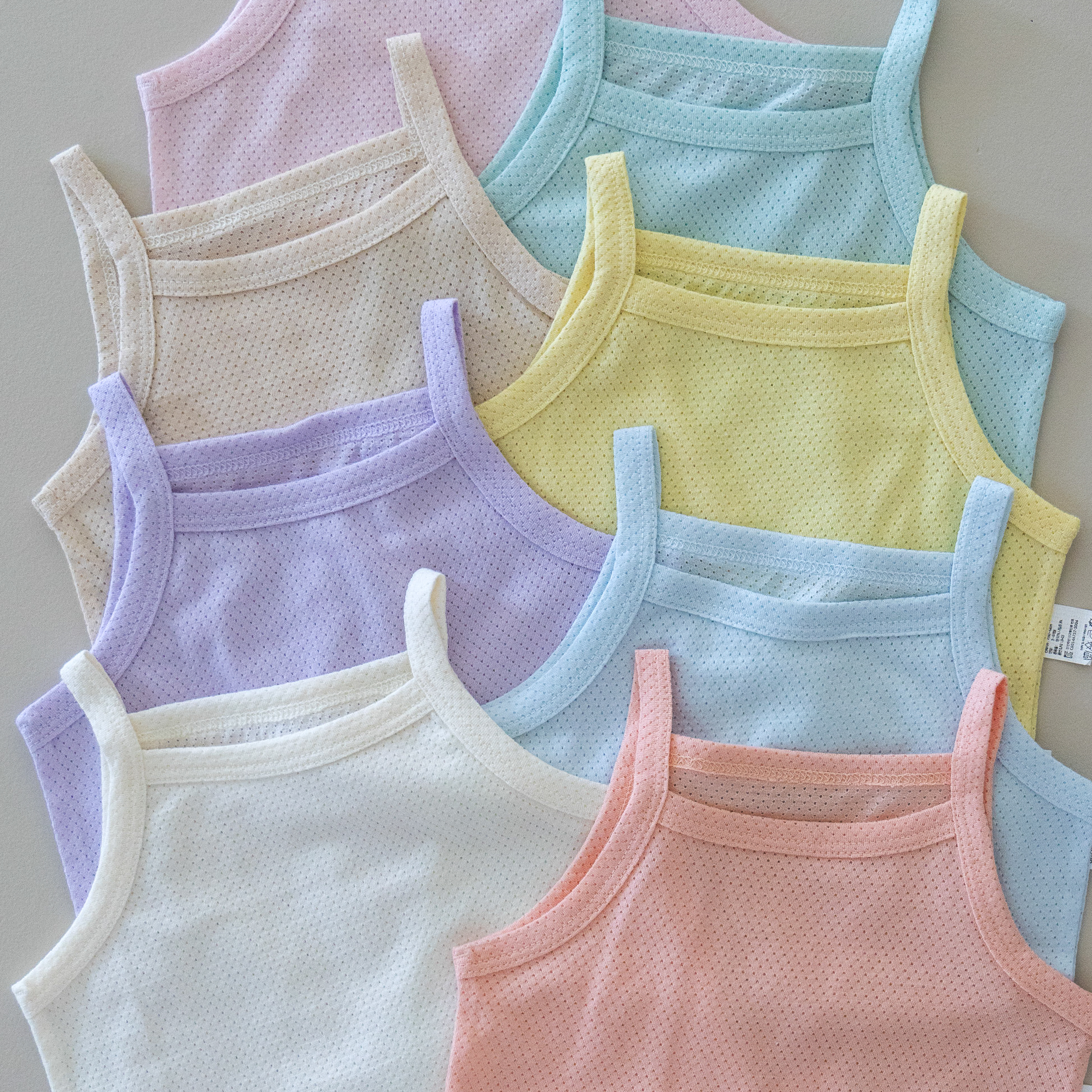 로라밤 여름 코튼 메쉬 민소매 바디슈트 유아 아기 신생아 50일 100일