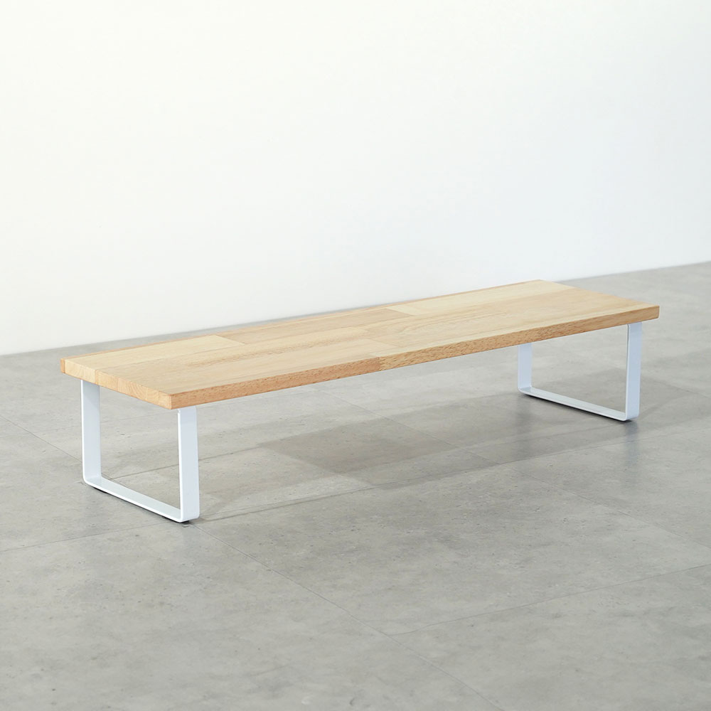 원목 듀얼 모니터 받침대 폭 300mm 높이16cm 600mm, 고무나무상판(화이트받침)