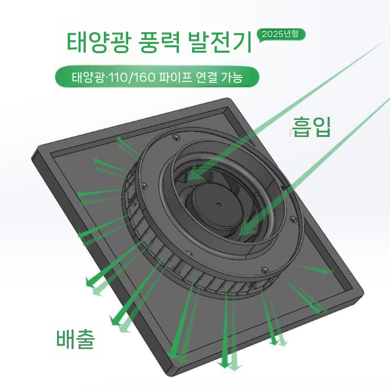 지붕형 환기팬 태양광 강력 배기 환풍기 8W 태양광패널 파이프 일체형 루프팬 - 상세 이미지 2