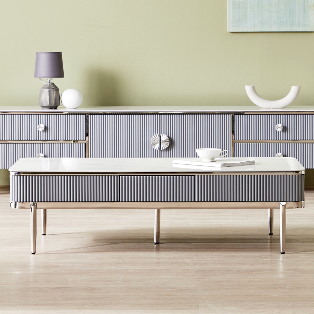 [방문설치] 이레나 1200 세라믹 스테인레스 거실 소파테이블 스카이블루