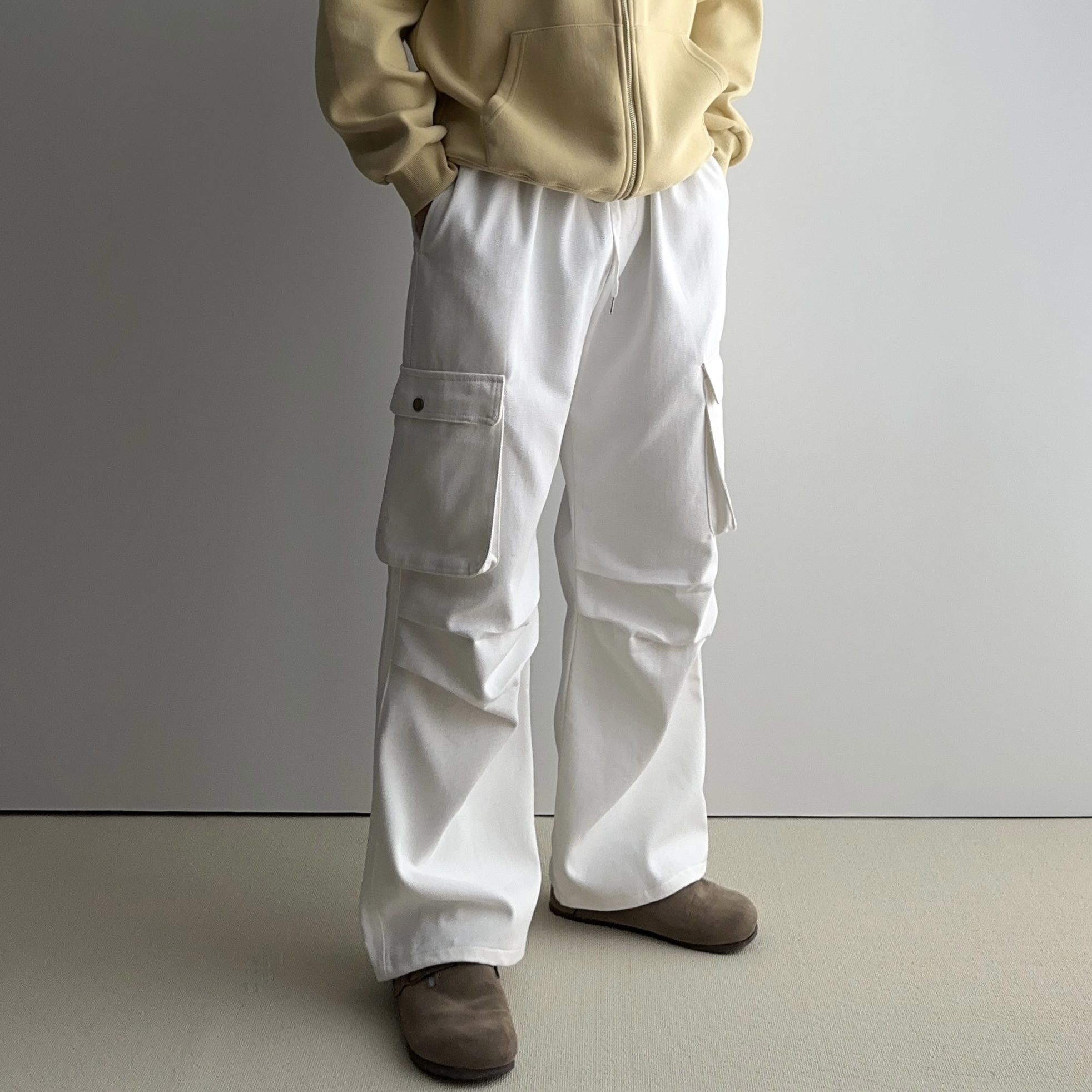 1+1 파라슈트팬츠 치노팬츠 남자와이드카고팬츠 건빵바지 - 상세 이미지 2