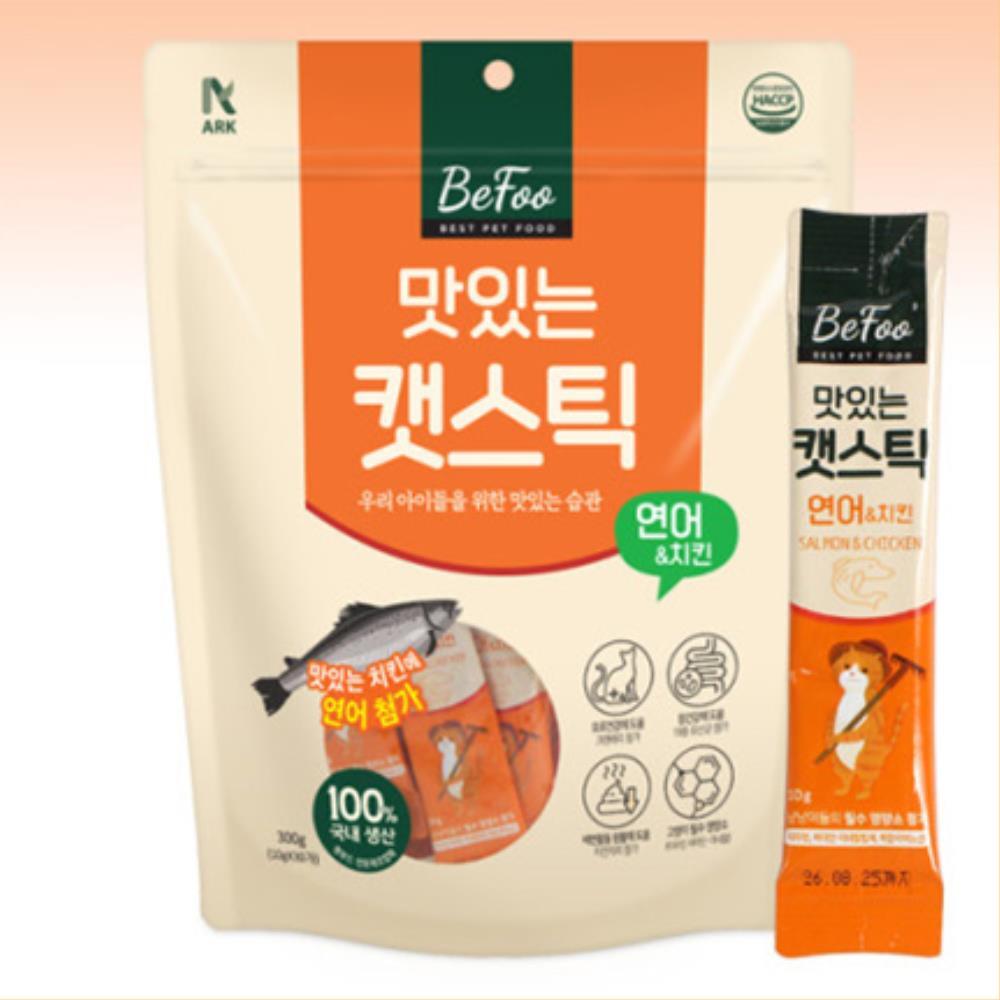 고양이 장건강 도움 연어 쮸르 스틱 30입 길냥이간식 : 솜이랑곰이랑