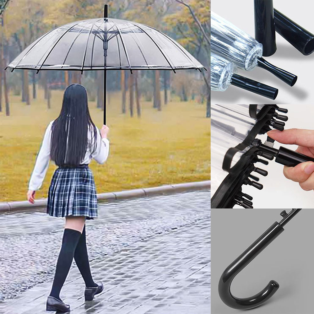 투명 비닐 우산 원터치 시야확보 강력 안전 방수 장우산 - 상품 이미지