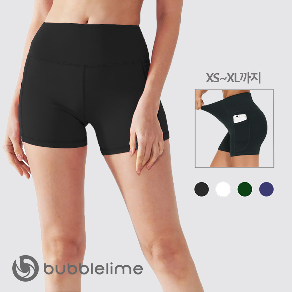버블라임 3부 사이드포켓 숏팬츠 요가복 레깅스 바이커 쇼츠 D19 - 상세 이미지 3