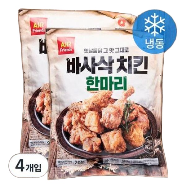 마니커에프앤지 바사삭치킨 한마리 12조각 (냉동), 500g, 4개입 one option : 놀이터유통
