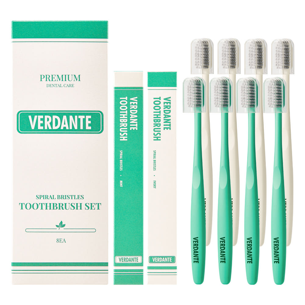 베르단테 스파이럴 미세모 치과 칫솔 8개입 작은헤드 어금니 잇몸 극세모 교정 칫솔 제품 이미지